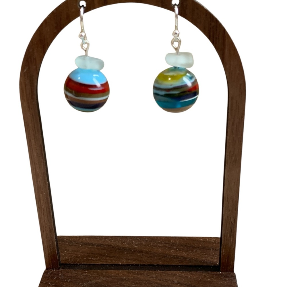 RECYCLED SURFBOARD Earrings - Eco-Friendly Ocean Jewelry** 🏄‍♀️ NWT - Picture 3 of 10